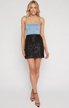 Sequin Patterened Mini Skirt (WSK236B)