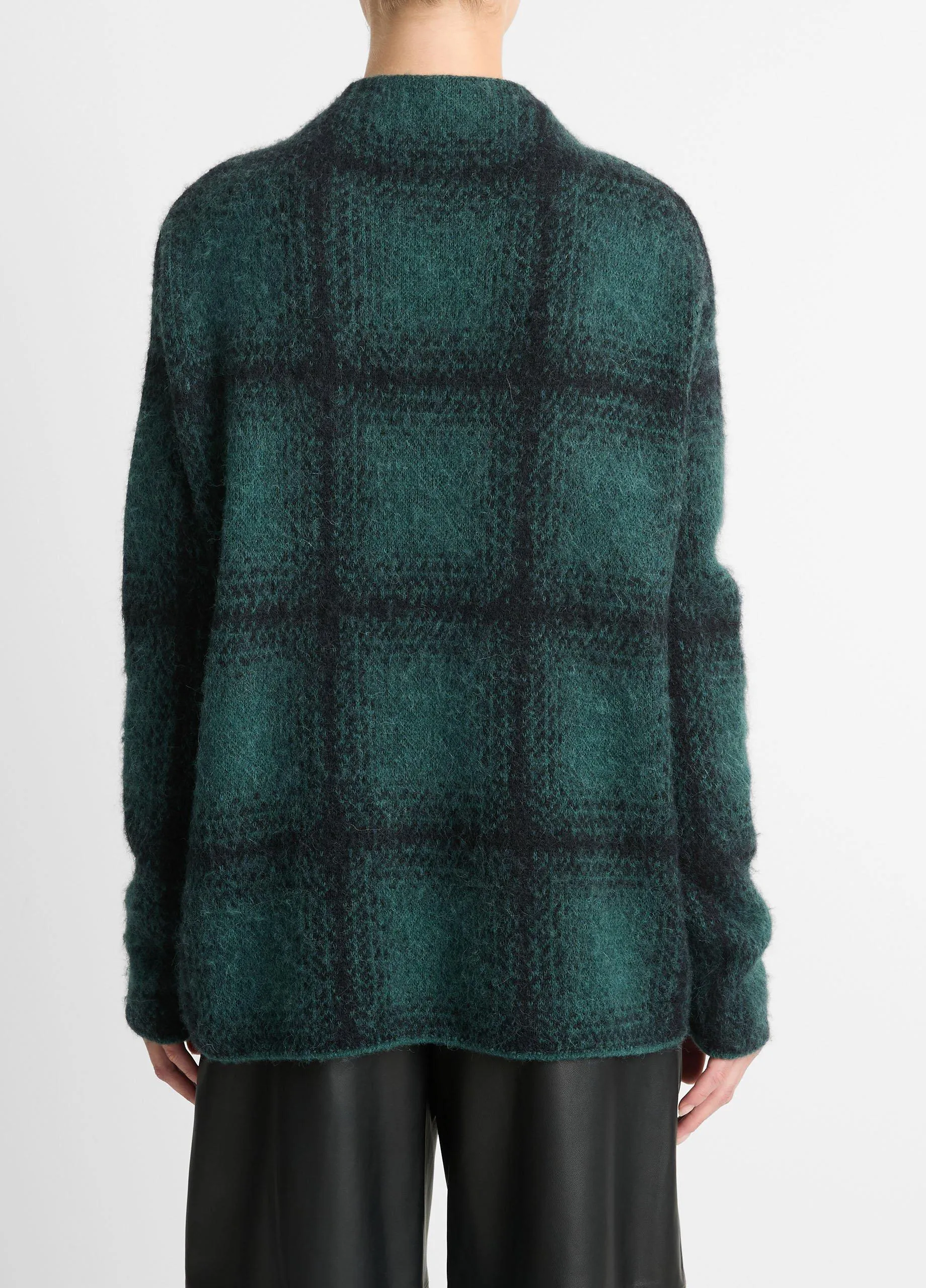 Shadow Plaid Funnel Neck Sweater