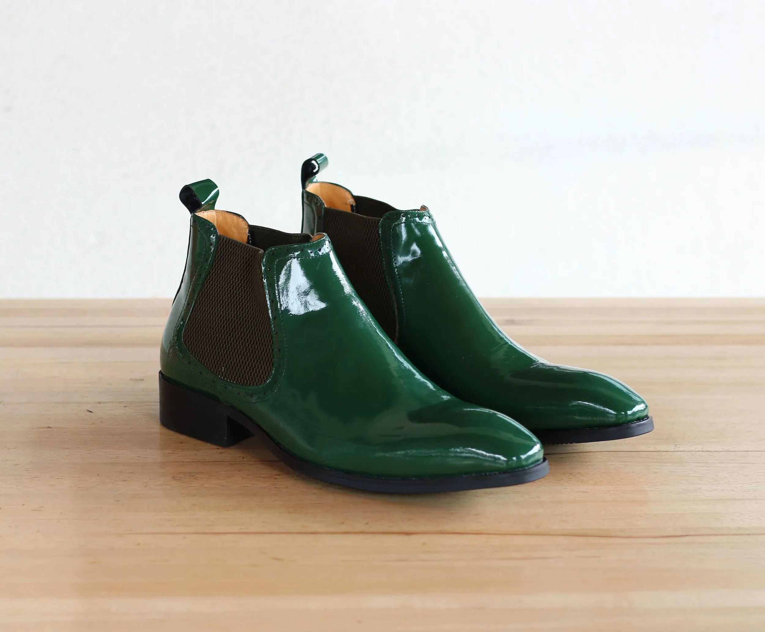 Shiny Calfskin Slip-On Boot Green