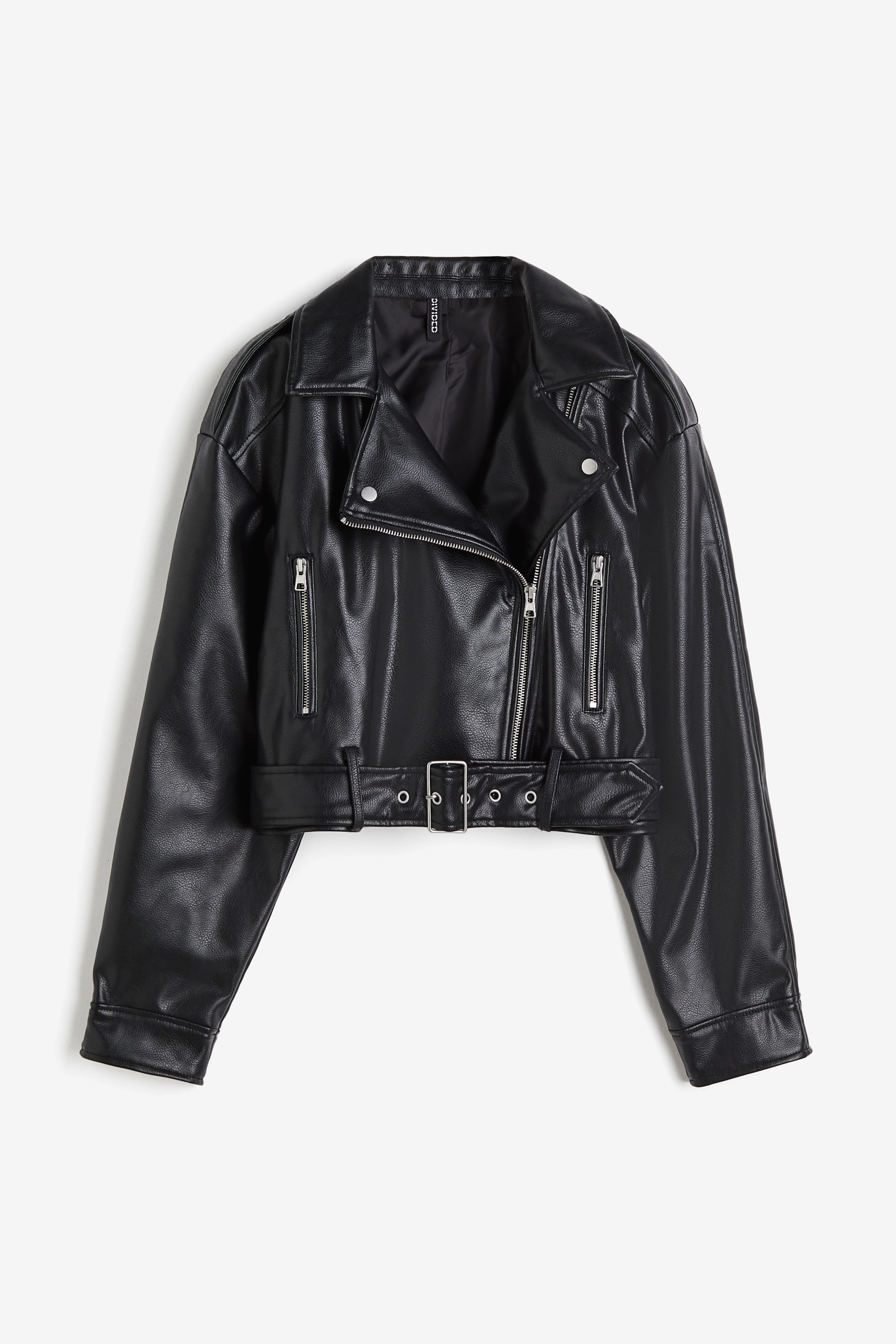 Short biker jacket - Long sleeve - Short - Black - Ladies | H&M GB