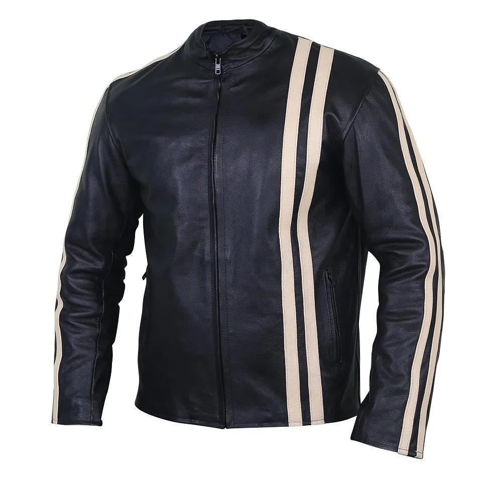 Simple Black Leather Field Jacket - Leather Skin Shop