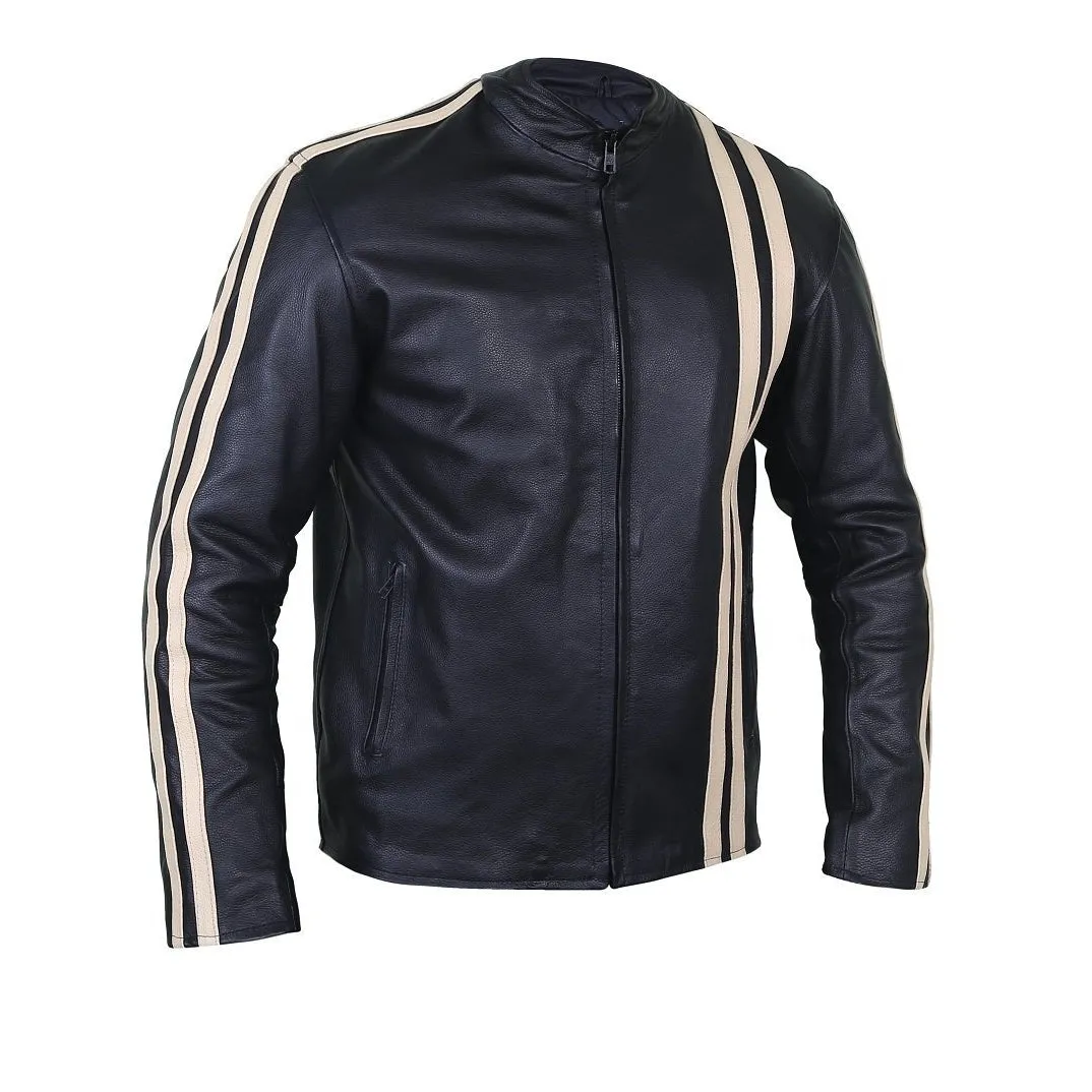 Simple Black Leather Field Jacket - Leather Skin Shop