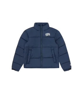 SMALL ARCH LOGO PUFFER JACKET - NAVY/WHITE LOGO