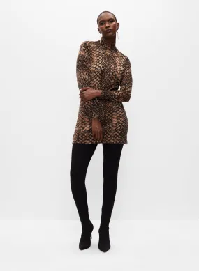 Snakeskin Print Tunic Sweater