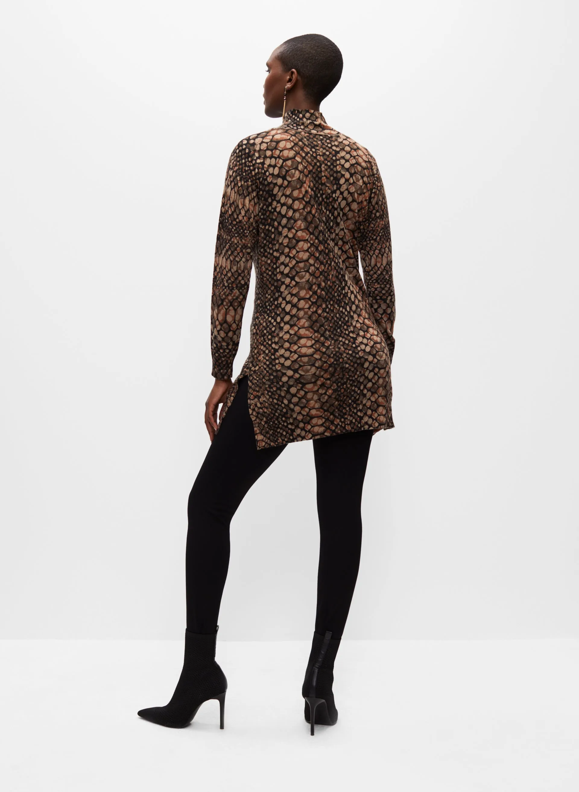 Snakeskin Print Tunic Sweater