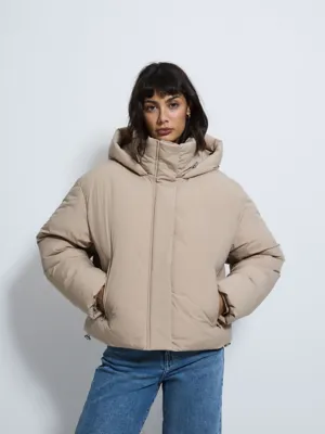 Stone Short Hooded Padded Coat | Women | George at ASDA