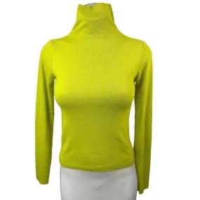 Storets Yellow Ribbed Turtleneck Long Sleeve Stretch Pullover Sweater Top S/M