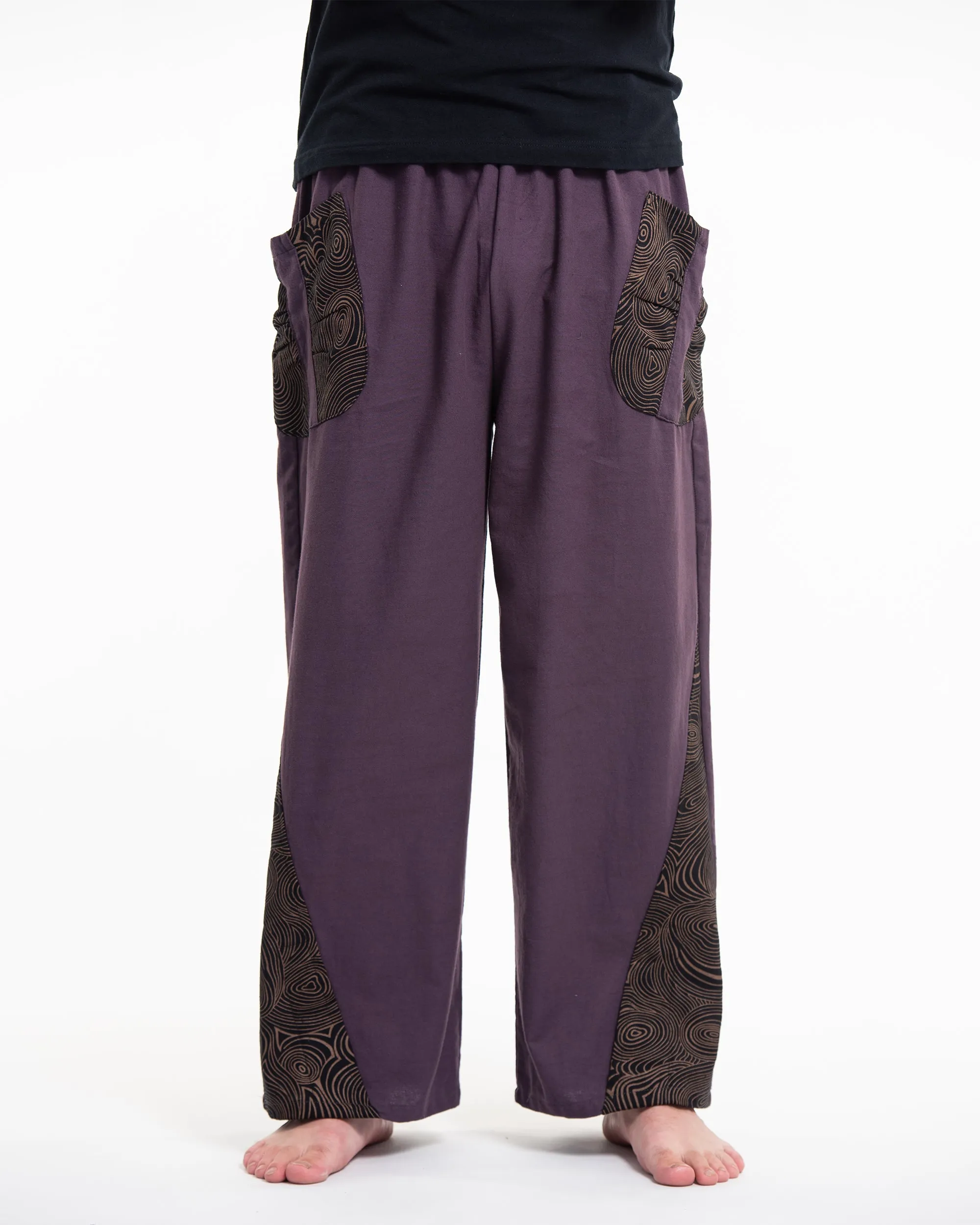 Thai Cotton Men's Pants With Hill Tribe Trim in Violet