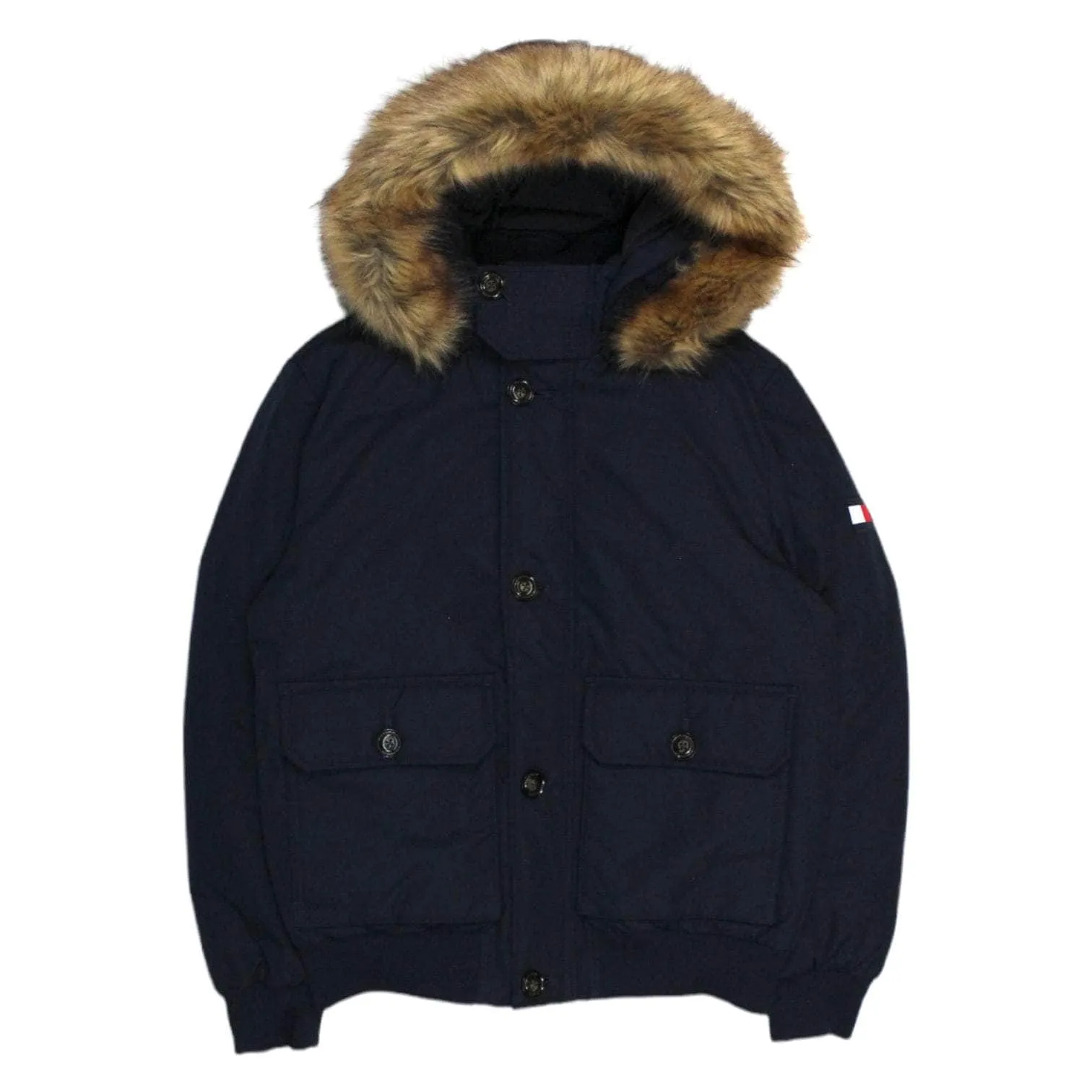 Tommy Hilfiger Blue Faux Fur Parka Coat