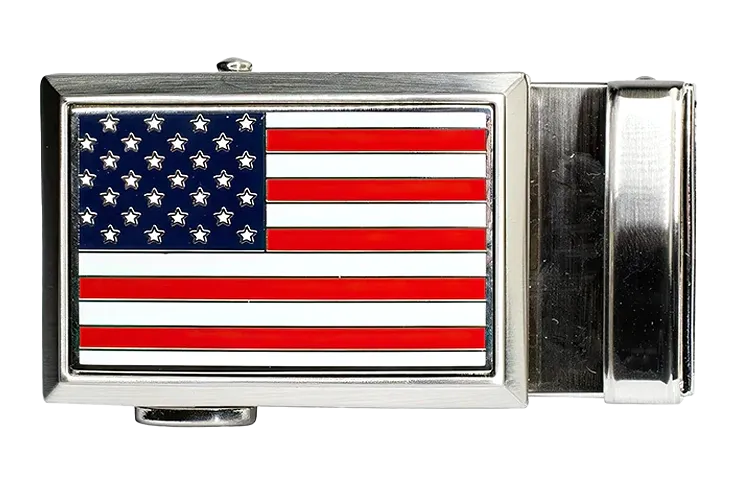 USA Flag Beveled Golf Buckle, Fits 1 3/8 Straps