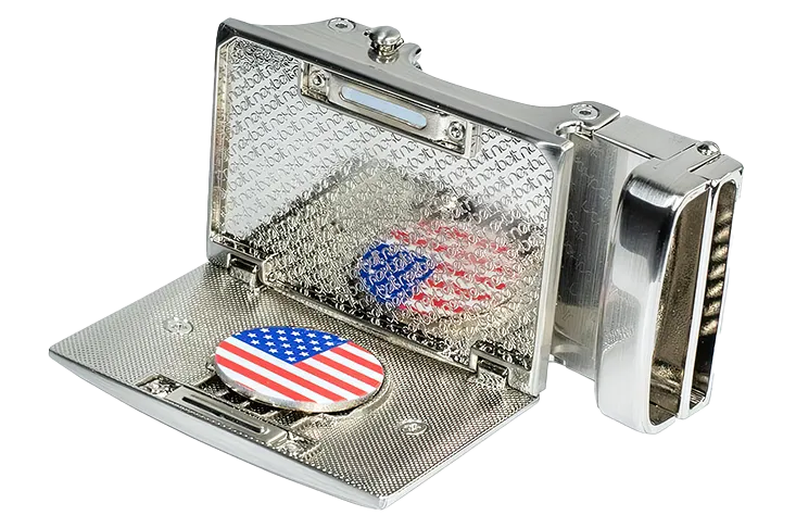 USA Flag Beveled Golf Buckle, Fits 1 3/8 Straps