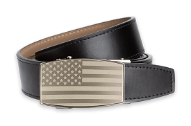 USA Flag Pewter Aston Black, 1 3/8 Strap, Golf Belt