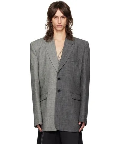 VETEMENTS Gray Split Deconstructed Tailored Blazer