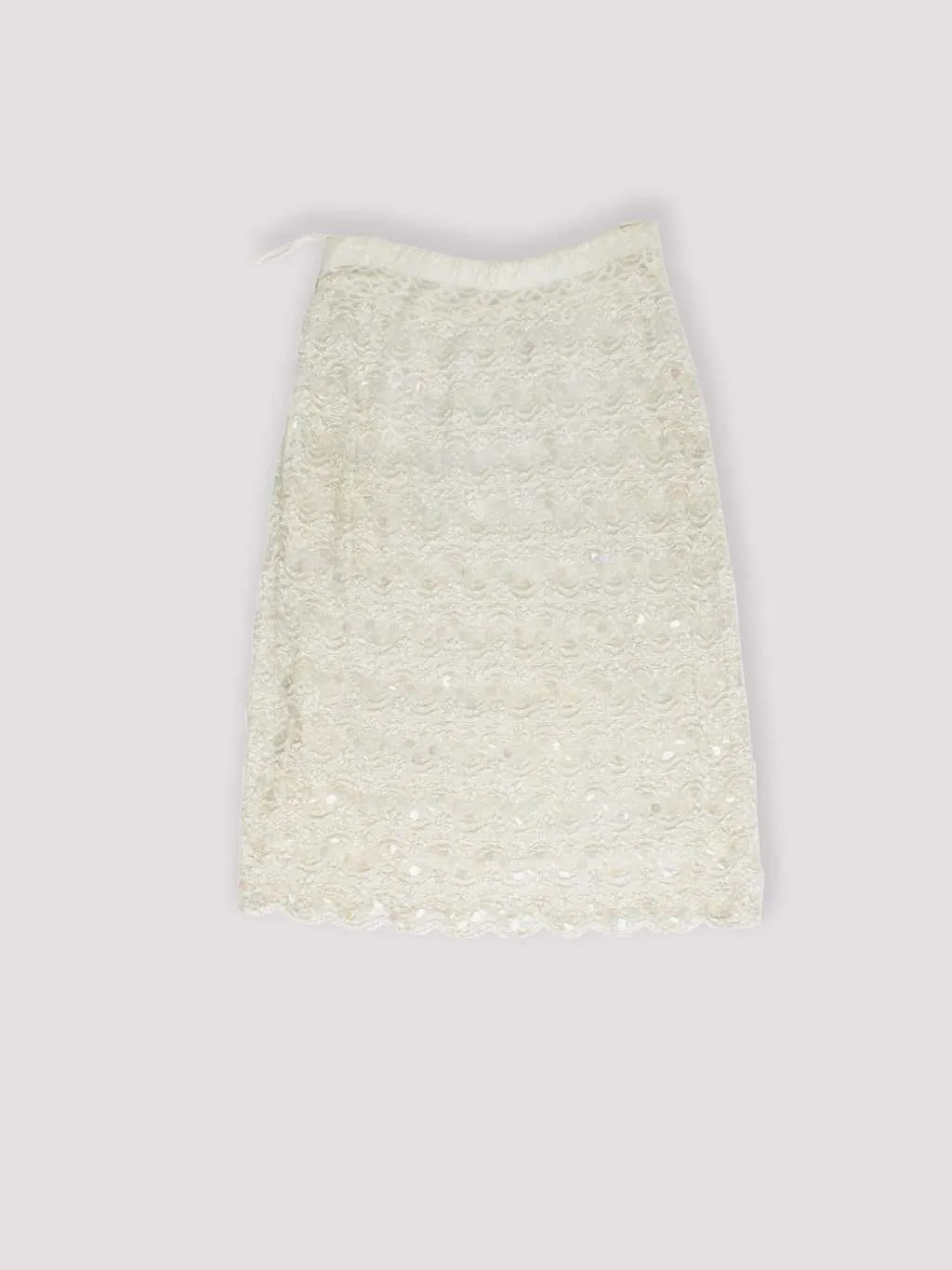 Vintage 1960s beaded sequin white skirt – Small