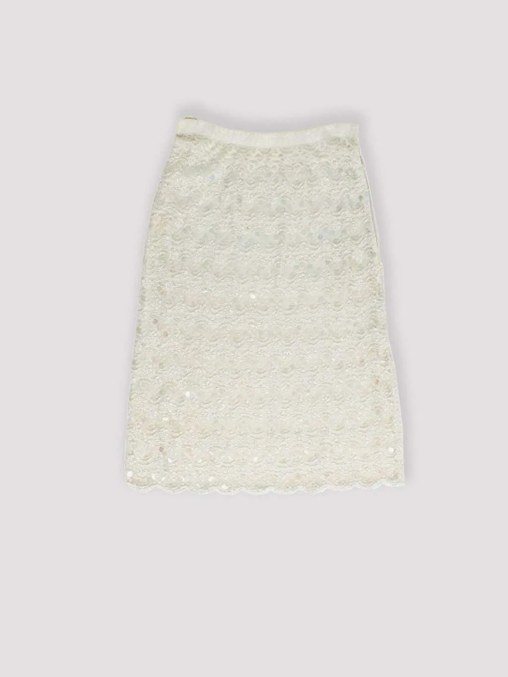 Vintage 1960s beaded sequin white skirt – Small