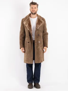 Vintage 70's Men Sheepskin Coat in Beige