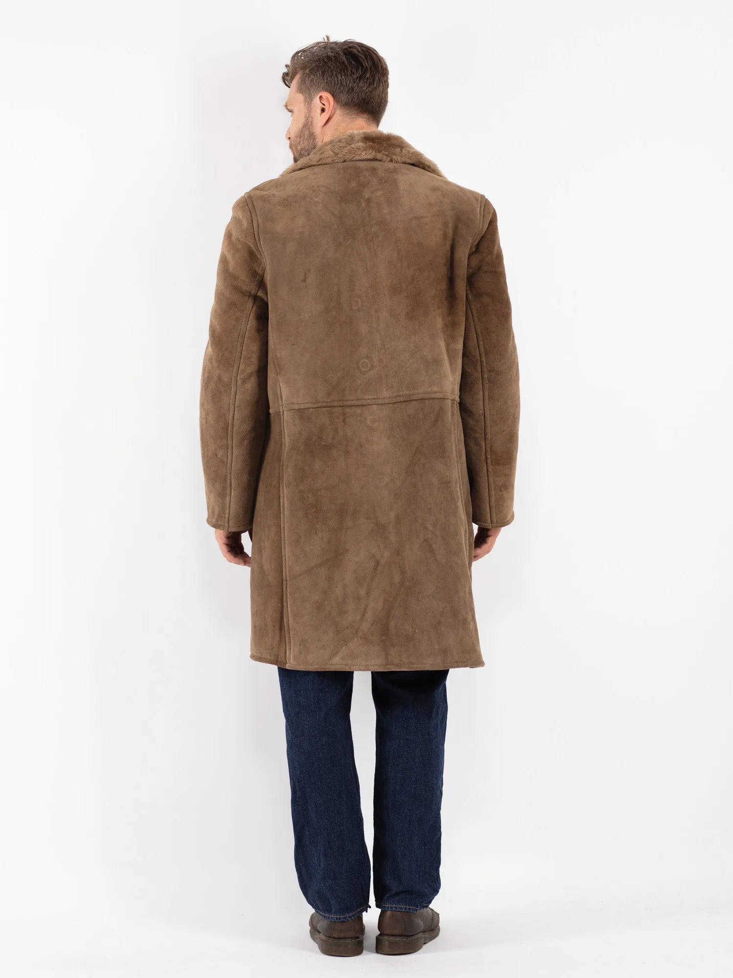 Vintage 70's Men Sheepskin Coat in Beige