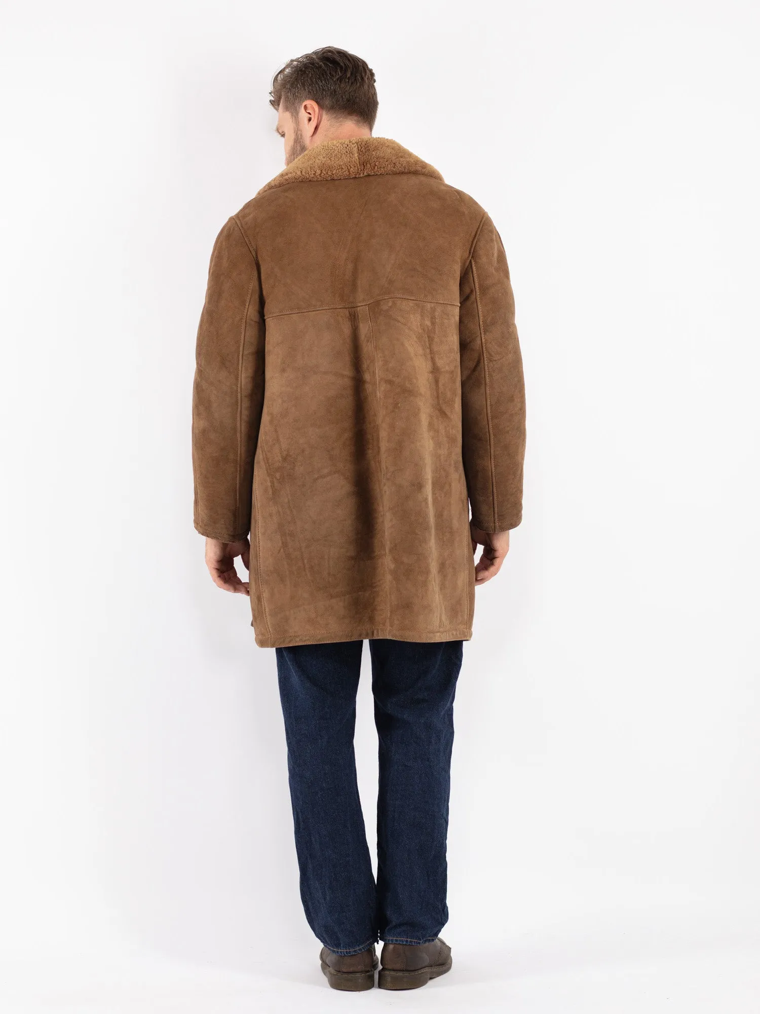 Vintage 70's Men Sheepskin Coat in Brown