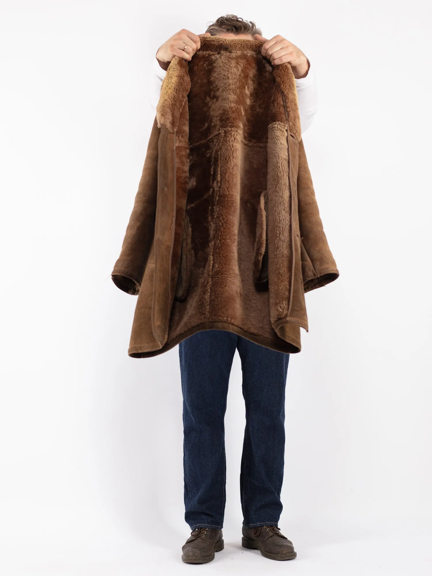 Vintage 70's Men Sheepskin Coat in Brown