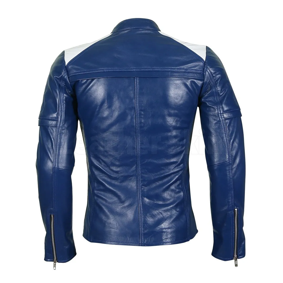 Women’s Blue Leather Biker Jacket - Leather Skin Shop