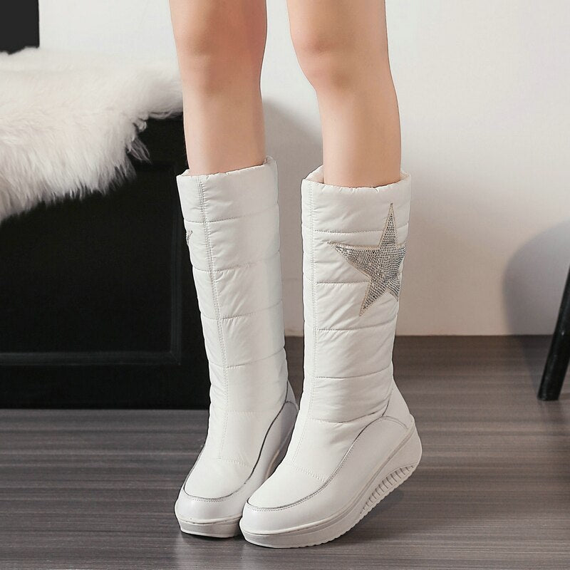 Women's Fashion Winter Warm Plush Cozy Soft Thick Sole Mid-Calf Boots