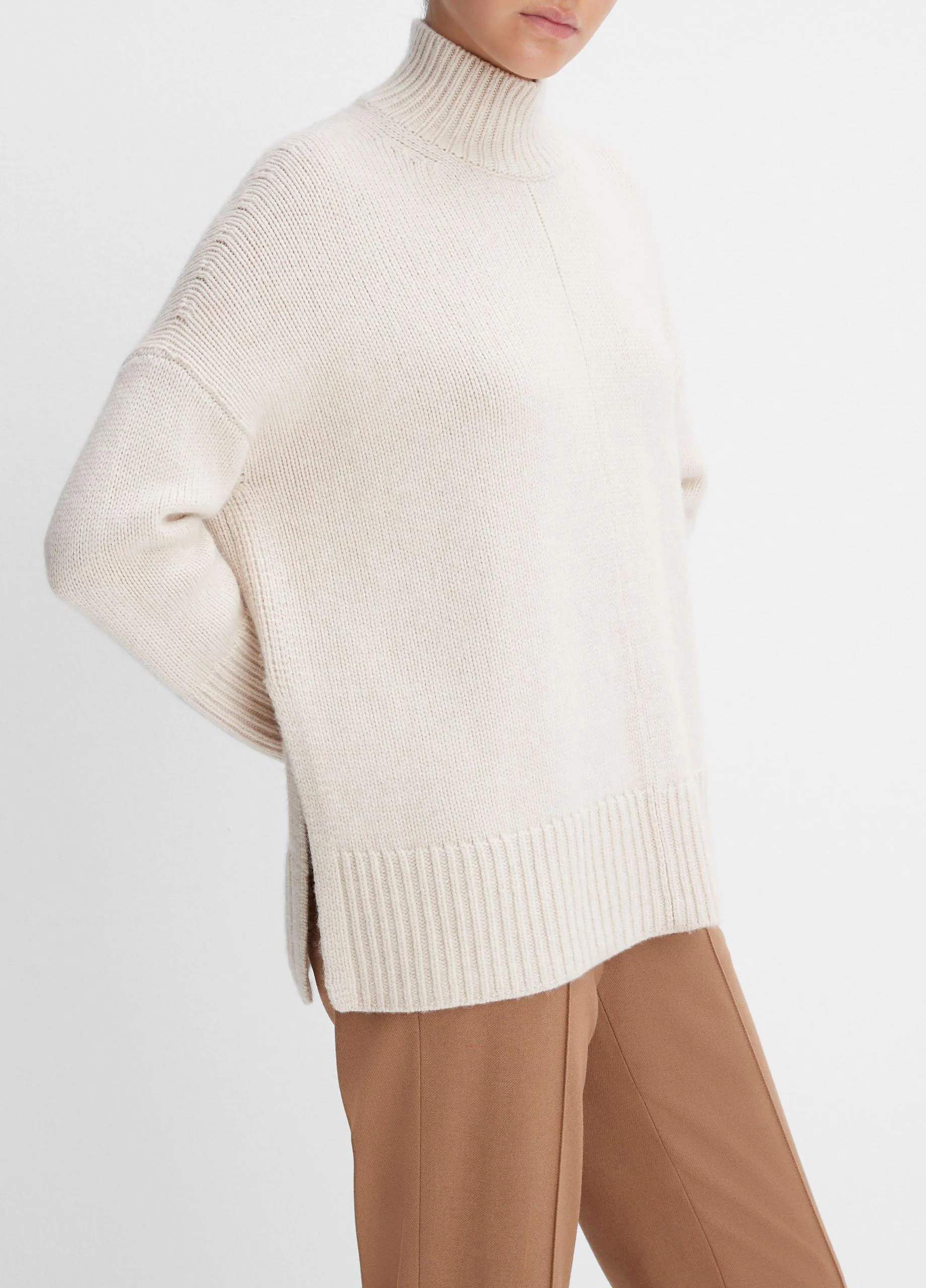 Wool and Cashmere Trapeze Turtleneck Sweater