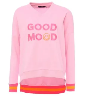 ZWILLINGSHERZ Sweater Dana women's sweater with GOOD MOOD lettering cotton sweater 3138-1 pink