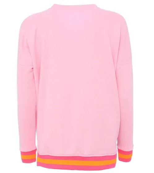 ZWILLINGSHERZ Sweater Dana women's sweater with GOOD MOOD lettering cotton sweater 3138-1 pink